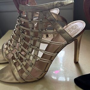 Vince Camuto Metallic Gold Cage Sandals